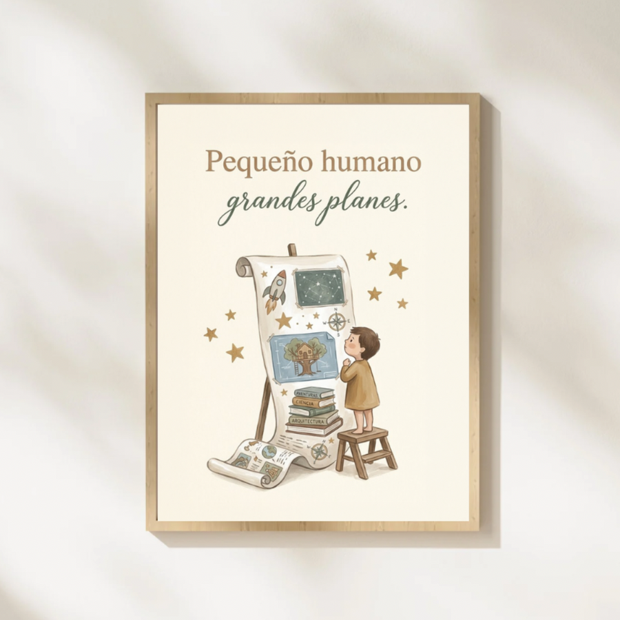 Lámina infantil «Pequeño humano, grandes planes» – Viva La Home