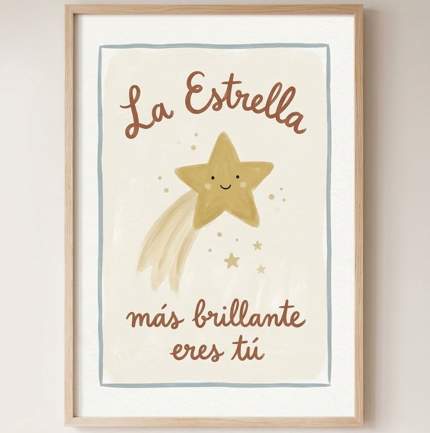 Lámina decorativa infantil «La estrella más brillante eres tú» en A4 y A3 – Viva La Home