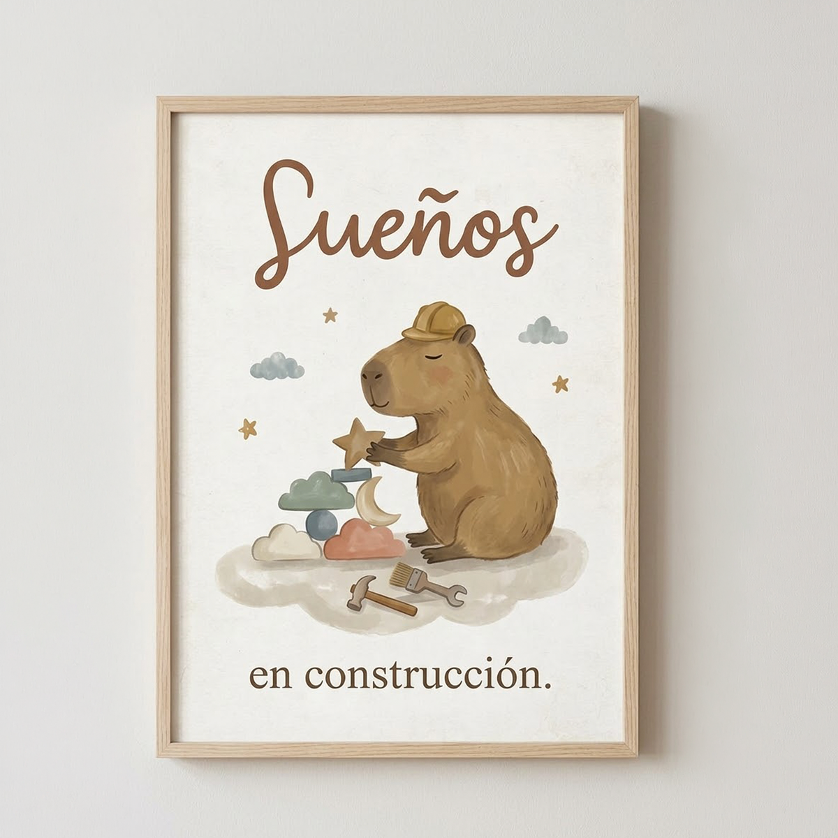 Lámina decorativa infantil «Sueños en construcción» en A4 y A3 – Viva La Home