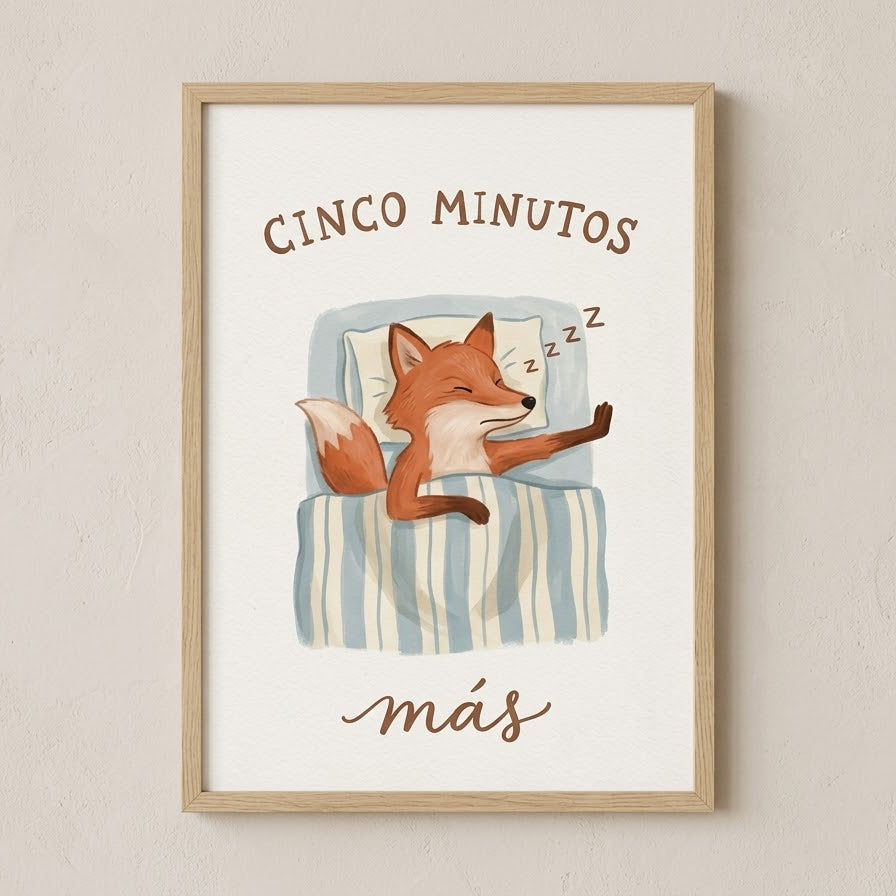 Lámina decorativa infantil «Cinco minutos más» en A4 y A3 – Viva La Home
