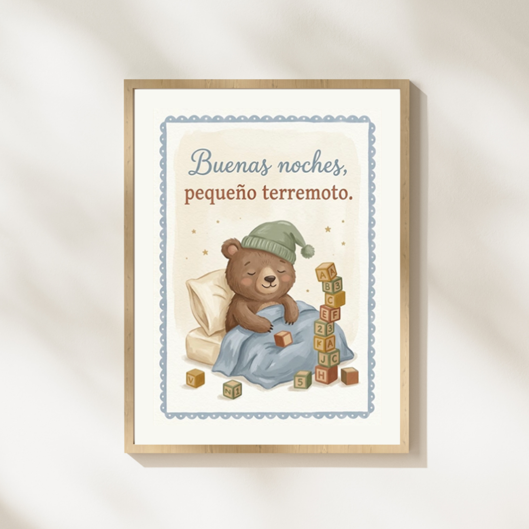 Lámina infantil «Buenas noches, pequeño terremoto» – Viva La Home