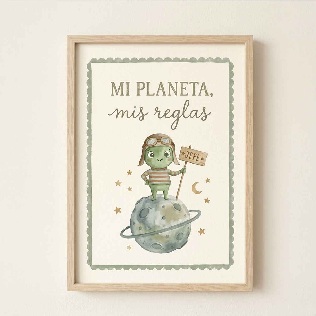 Lámina decorativa infantil «Mi planeta, mis reglas» en A4 y A3 – Viva La Home