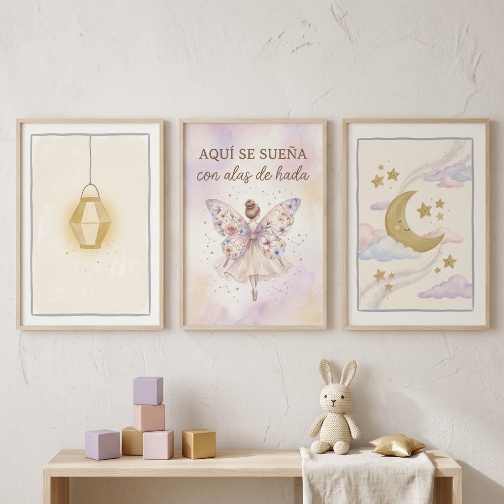 Lámina «Entre nubes y estrellas» para decorar habitación infantil – Viva La Home