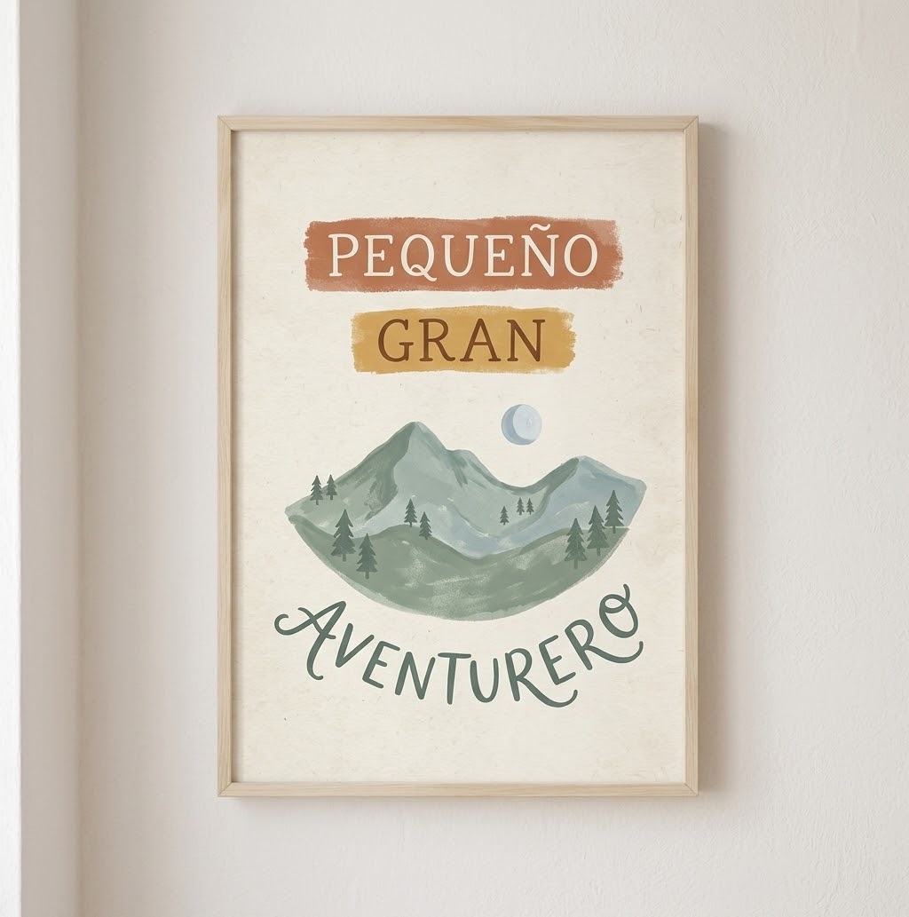 Lámina decorativa infantil «Pequeño gran aventurero» en A4 y A3 – Viva La Home