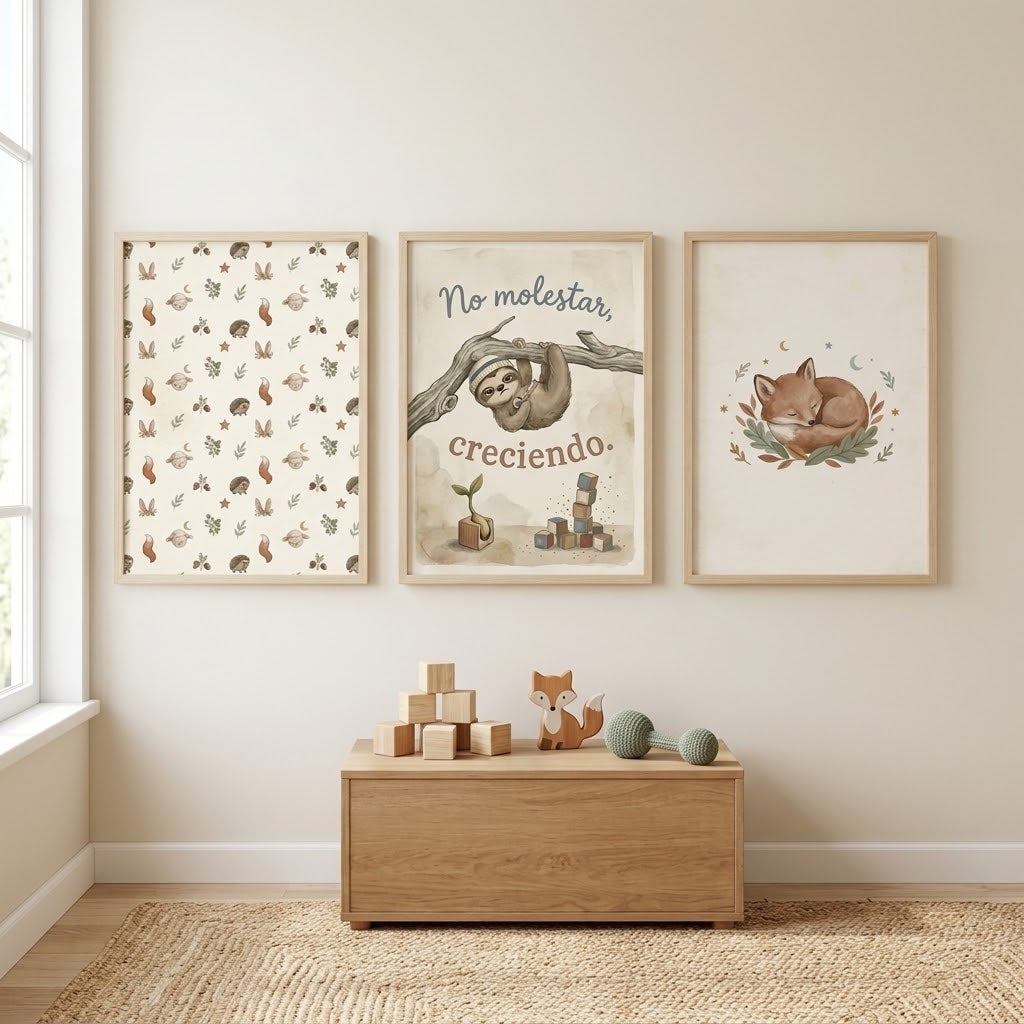 Lámina decorativa infantil «No molestar, creciendo» en A4 y A3 – Viva La Home