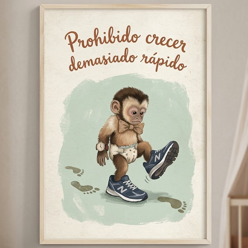 Lámina decorativa infantil «Prohibido crecer demasiado rápido» en A4 y A3 – Viva La Home