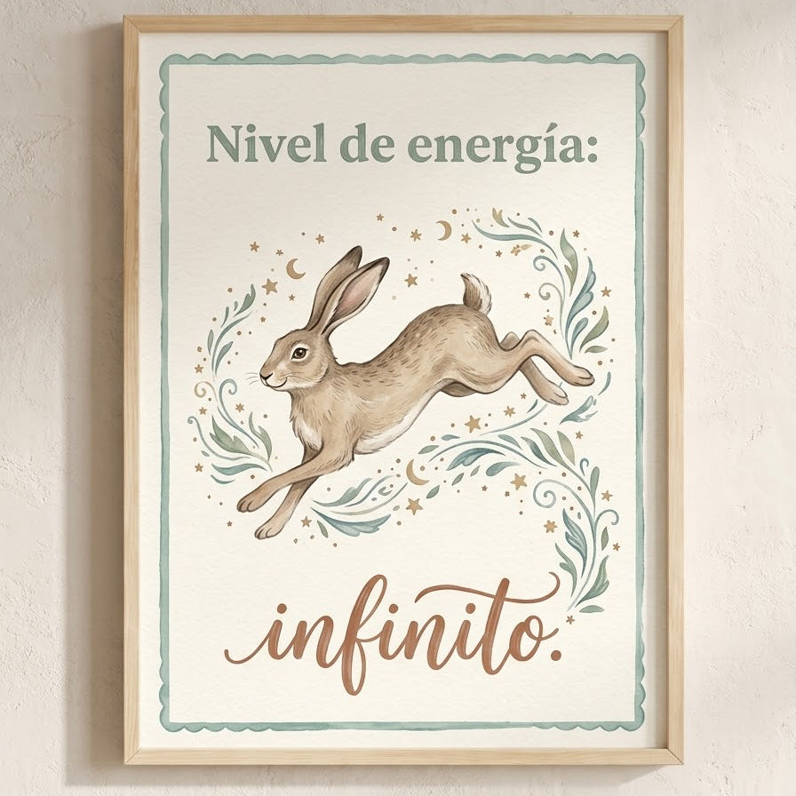 Lámina decorativa infantil «Nivel de energía: infinito» en A4 y A3 – Viva La Home