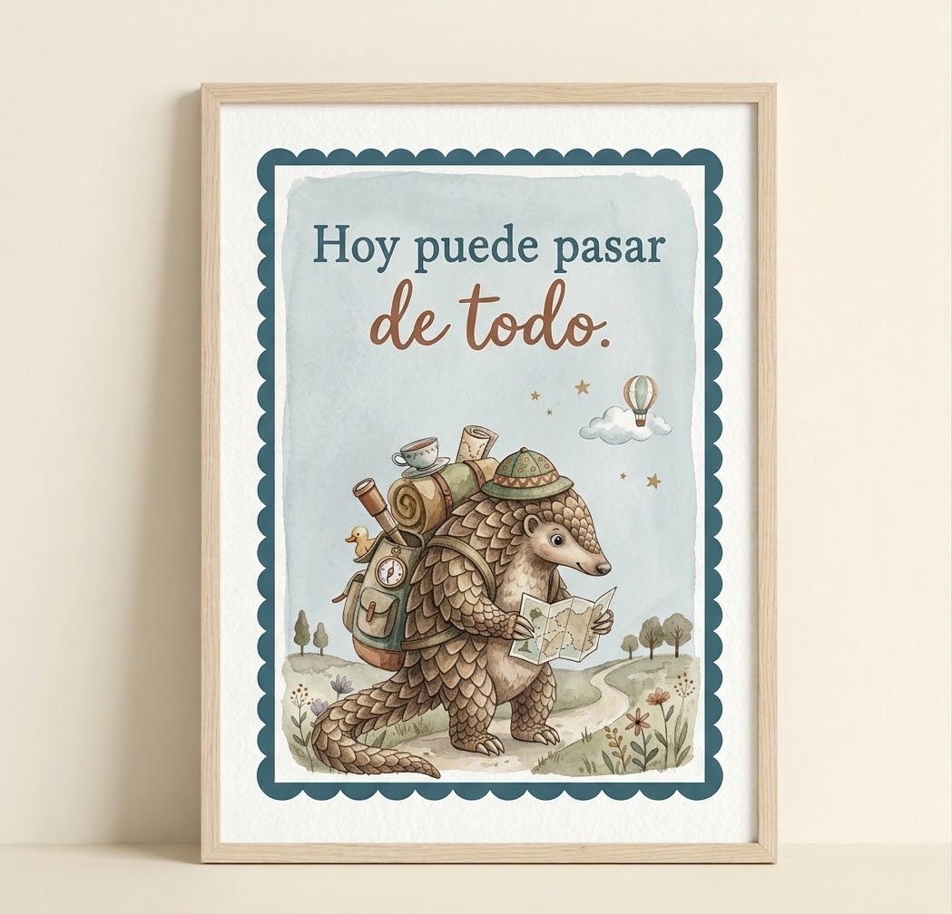 Lámina decorativa infantil «Hoy puede pasar de todo» en A4 y A3 – Viva La Home
