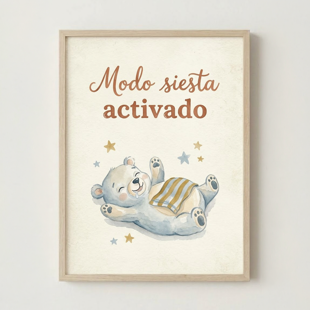 Lámina decorativa infantil «Modo siesta activado» en A4 y A3 – Viva La Home