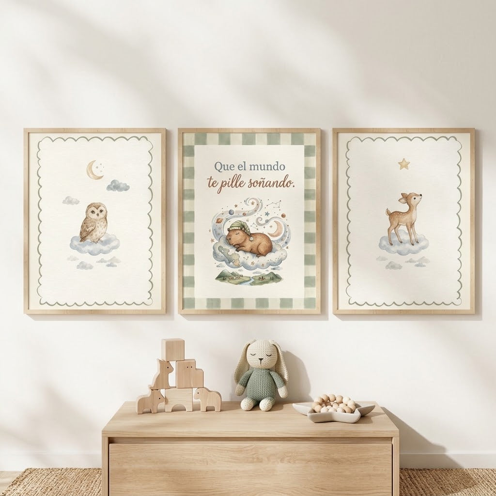 Lámina decorativa infantil «Que el mundo te pille soñando» en A4 y A3 – Viva La Home