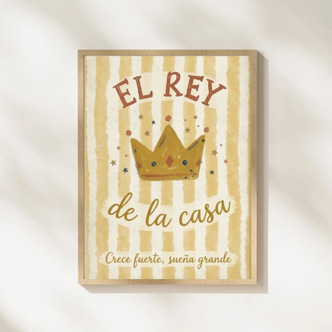 Lámina infantil «El rey de la casa» con ilustración de corona – Viva La Home
